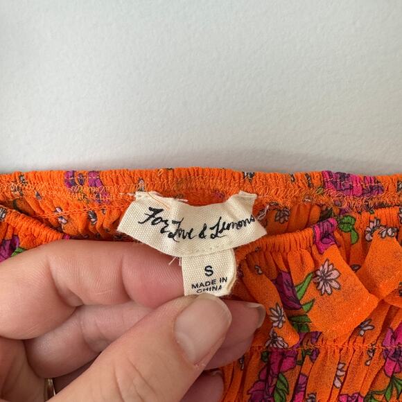 For Love & Lemons Peony Smocked Cropped Blouse Size Small - Picture 3 of 8